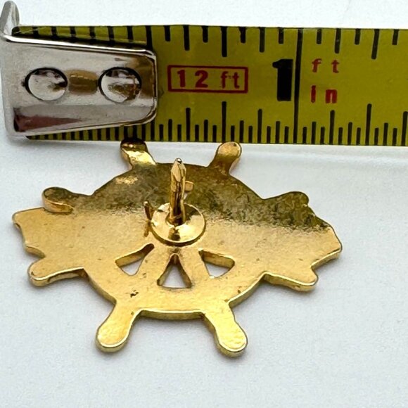 Okinawa Souvenir Lapel Pin Map & Ships Wheel Gold Tone Enamel Vtg Collectible - Picture 5 of 7